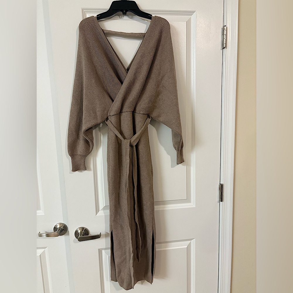 Small miou muse sweater dress tan - Picture 1 of 3